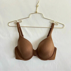 Victoria’s Secret Lined Perfect Coverage Bra Size 32DD Brown Adjustable Straps